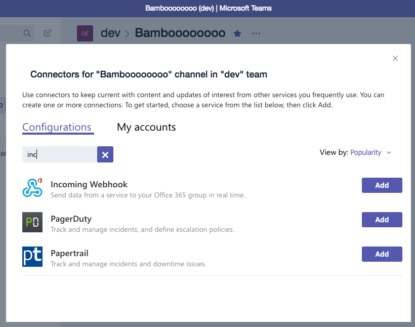 microsoft teams bamboo connector add connector